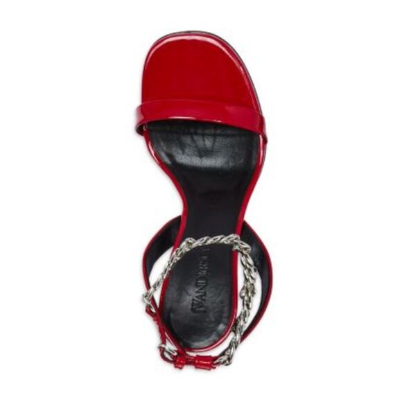 JW ANDERSON Womens Red Chained Red Charms Toe Stiletto Leather Heeled Sandal 36 - Picture 3 of 3